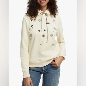 ​Scotch & Soda Amsterdam Graphic Doodle Hoodie - Off-White Size Small